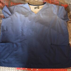 Unbranded Women's Ombre Blue V-Neck Scrub Top